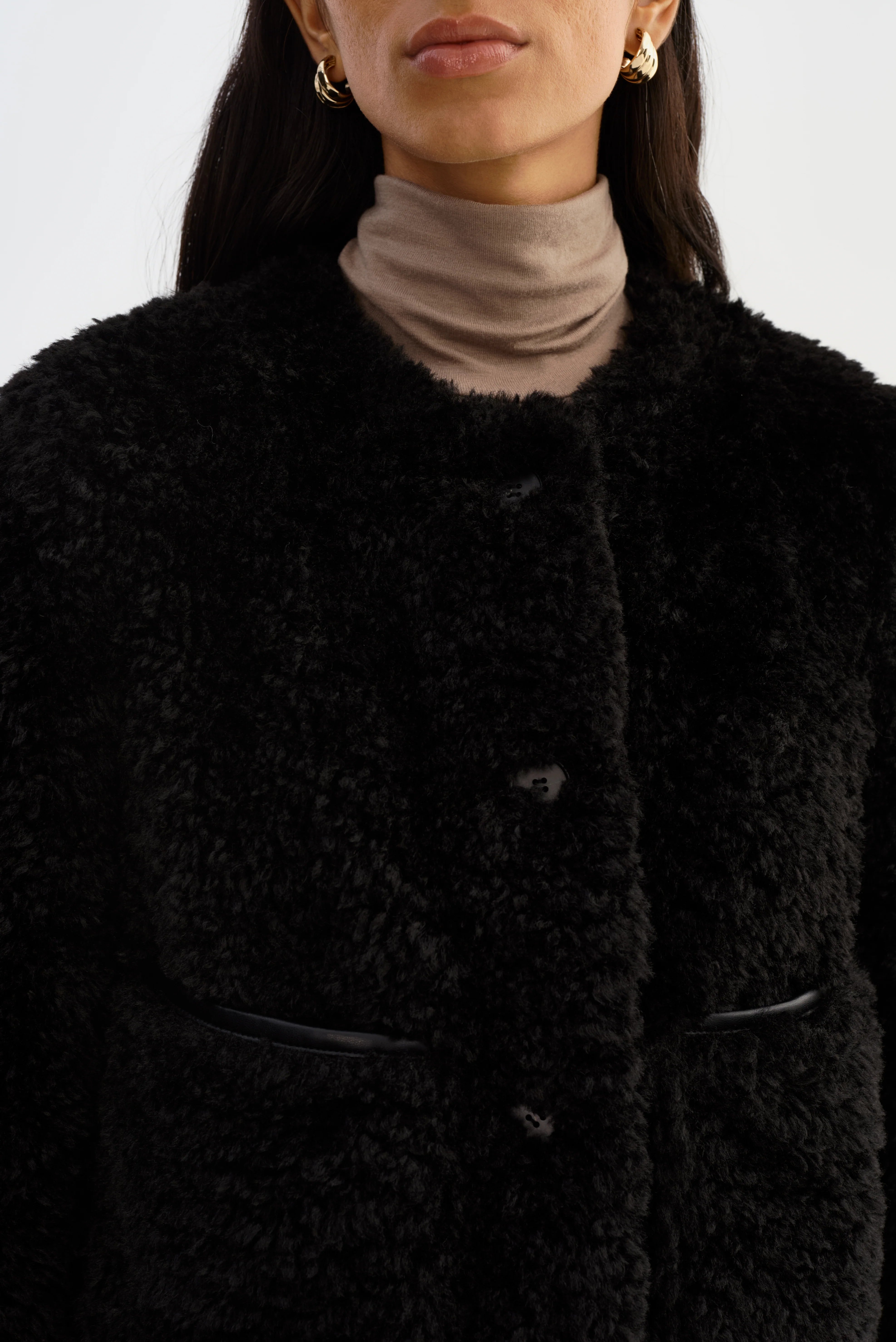 Emilia Sherpa Jacket | Black
