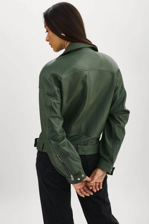 LaMarque Estia Leather Biker Jacket | Alpine Green