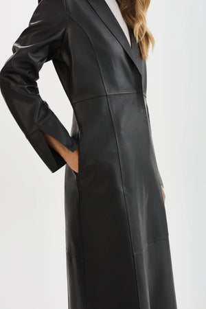 LaMarque Evanna Leather Maxi Coat | Black