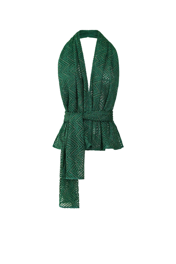 Hanne Bloch Knit Scarf Top | Green