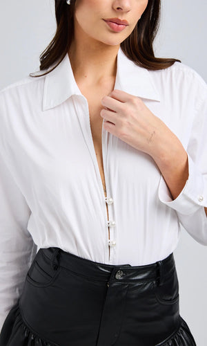 Generation Love Lucia Poplin Bodysuit | White