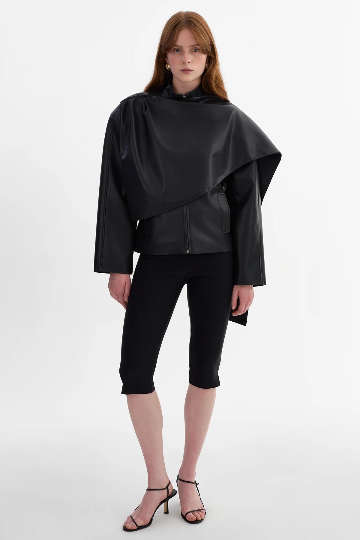 Harlow Faux Leather Scarf Jacket | Black