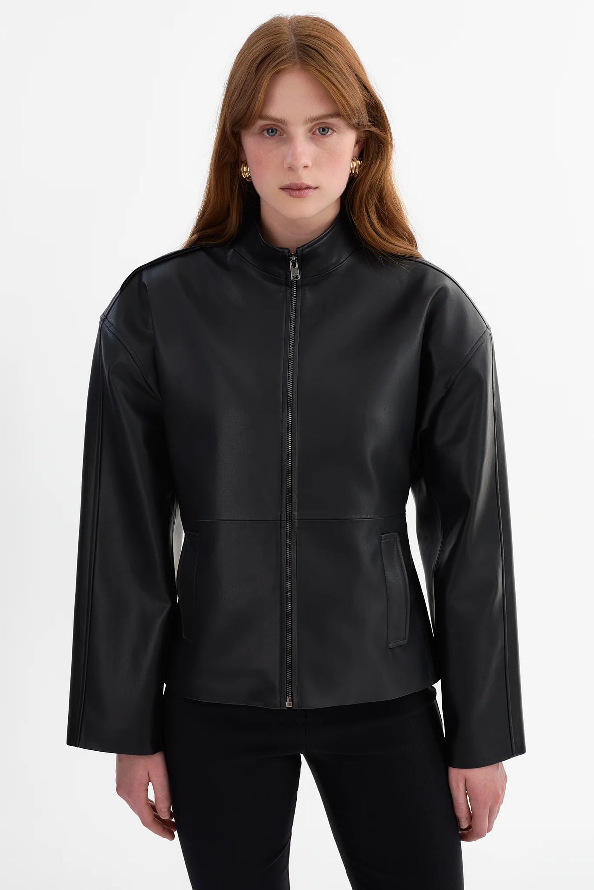 Harlow Faux Leather Scarf Jacket | Black