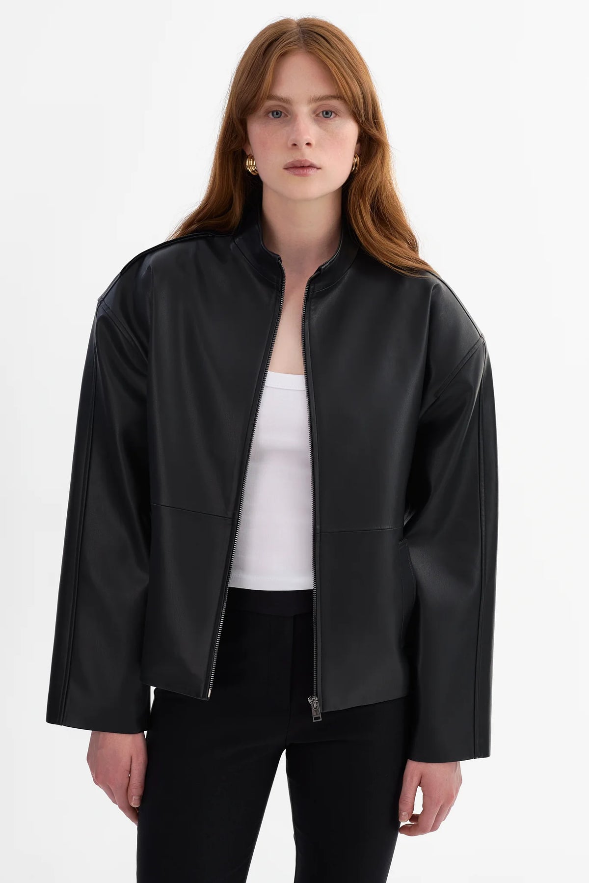 Harlow Faux Leather Scarf Jacket | Black