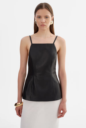 LaMarque Ilona Leather Hourglass Top | Black