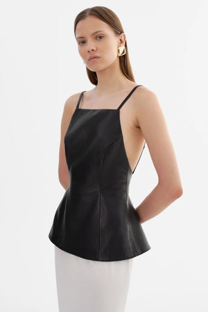 LaMarque Ilona Leather Hourglass Top | Black