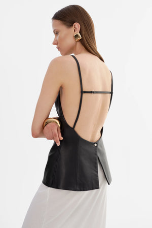 LaMarque Ilona Leather Hourglass Top | Black