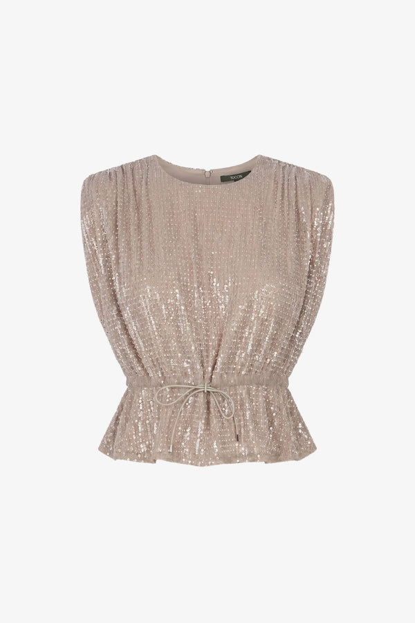 Toccin Talon Strong Shoulder Top | Taupe