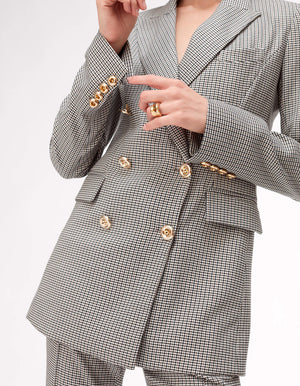 Toccin Mia Double Breasted Houndstooth Blazer