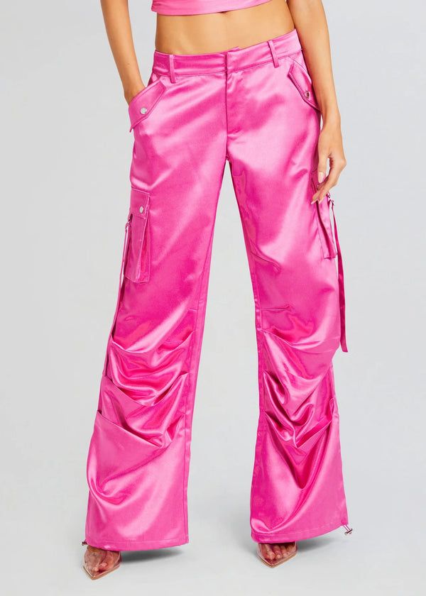 Seroya Lai Satin Cargo Pants | Malibu Pink