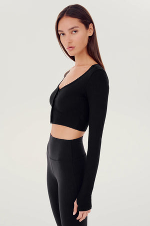 Splits 59 Rene Ribbed Cardi | Black