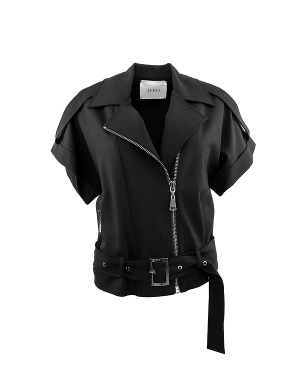 Theo Gaia Sleeveless Moto Jacket | Black