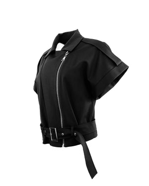 Theo Gaia Sleeveless Moto Jacket | Black