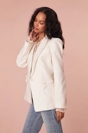 LoveShackFancy Lamia Tailored Suit Jacket | Antique white