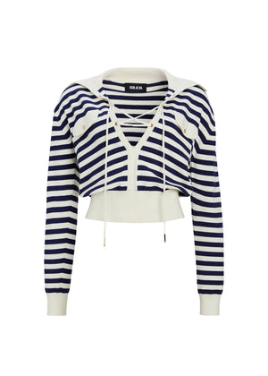 Seroya Rose Knit Top | Cream & Navy