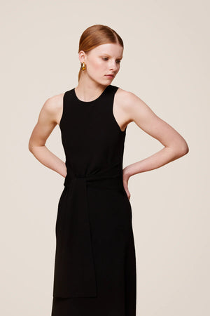 Toccin Jolene Sleeveless Tie-Front Midi Dress | Black