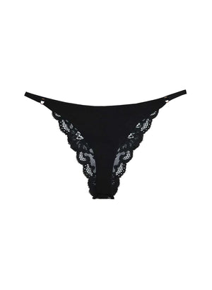 Fleur Du Mal Charlotte Lace Seamless String Cheeky | Black