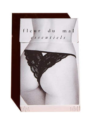 Fleur Du Mal Charlotte Lace Seamless String Cheeky | Black