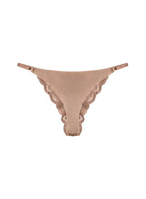 Fleur Du Mal Charlotte Lace Seamless String Cheeky | Tan