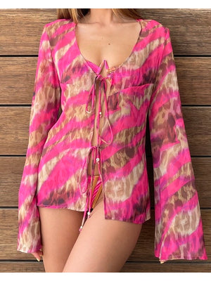 Bananhot Vanessa Cover Up | Pink Brown Jungle