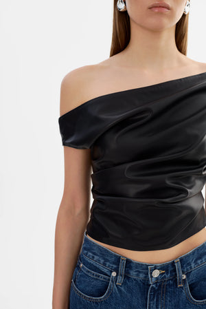 LaMarque Ines Off Shoulder Faux Leather | Black