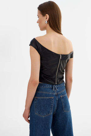 LaMarque Ines Off Shoulder Faux Leather | Black