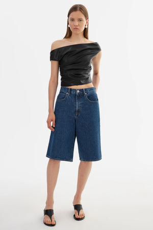 LaMarque Ines Off Shoulder Faux Leather | Black