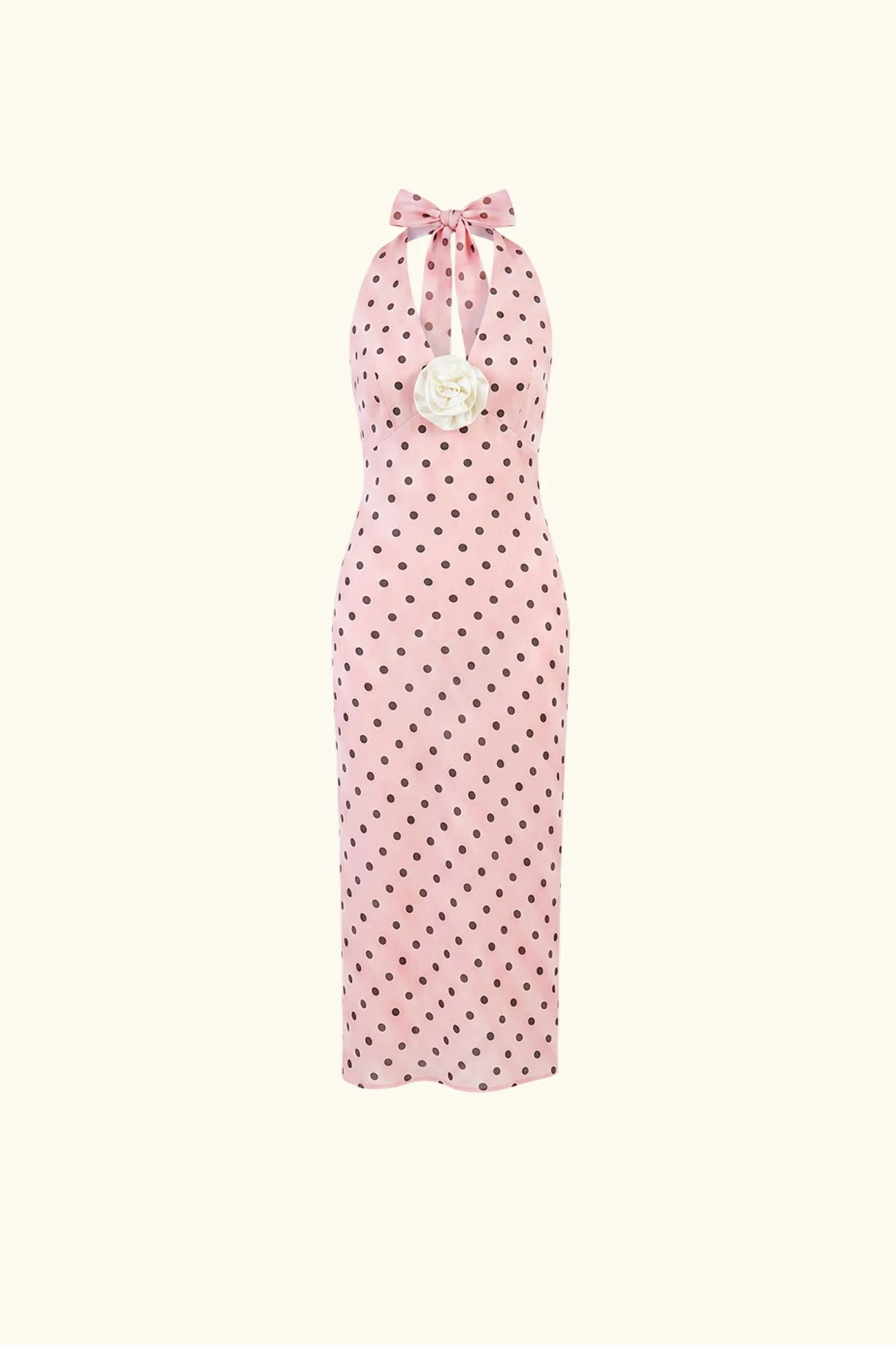 Jardin Halterneck Maxi Dress | Blush with Polka Dot