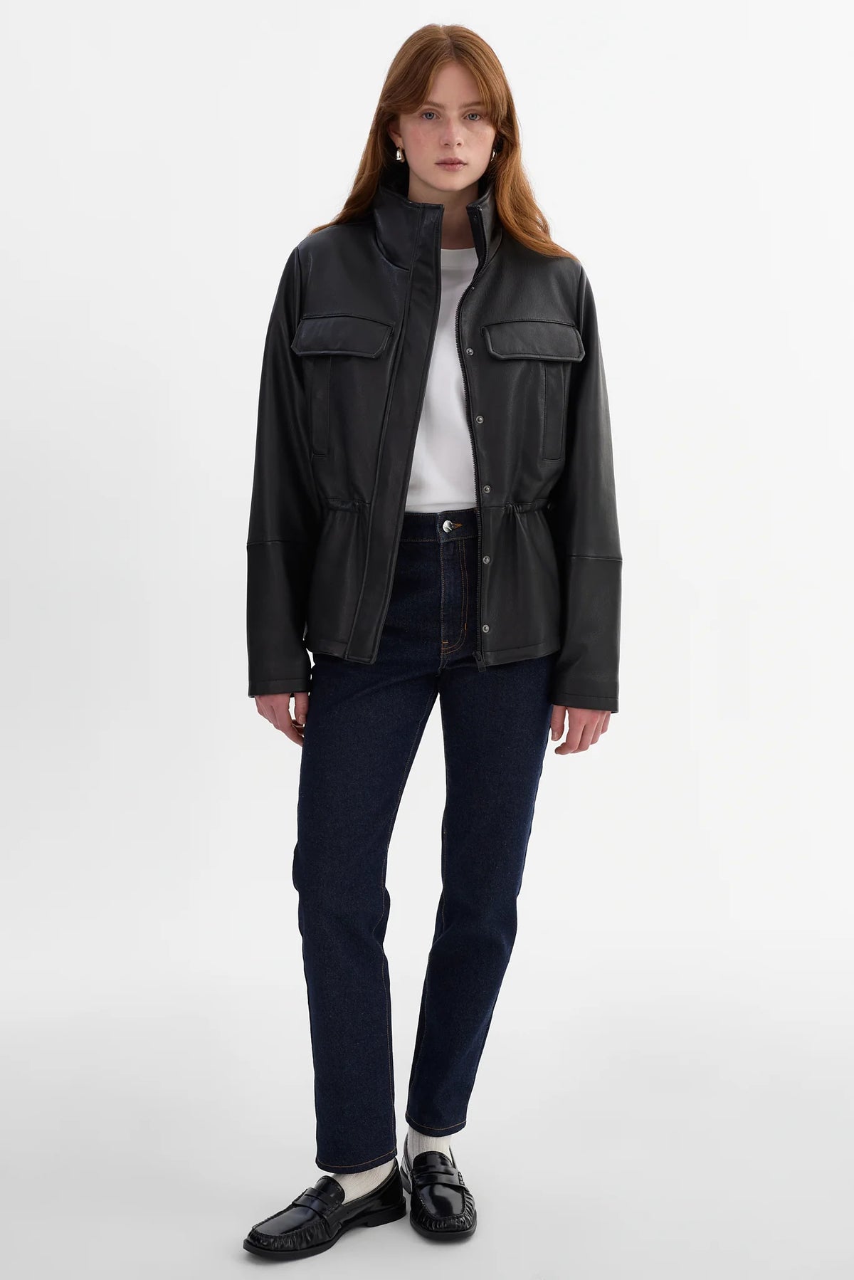 Jules Leather Anorak Jacket | Black