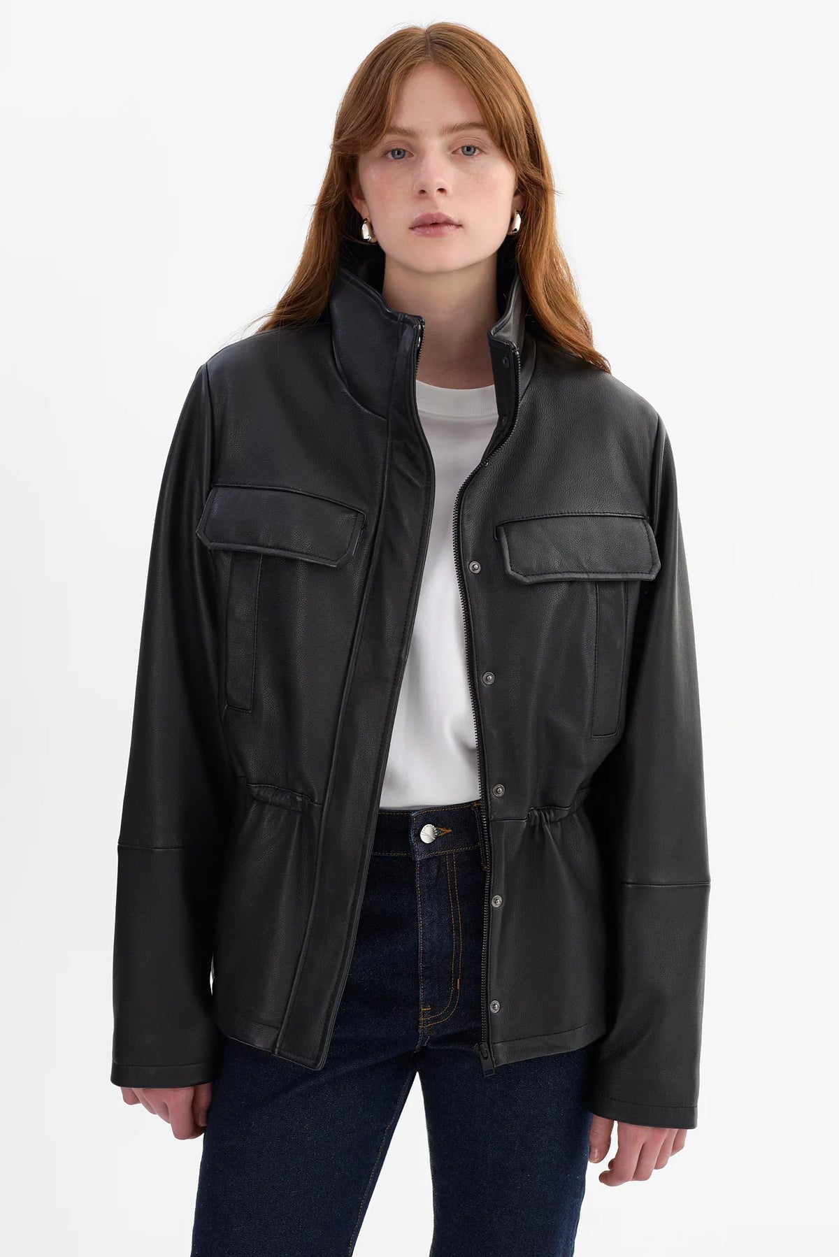 Jules Leather Anorak Jacket | Black