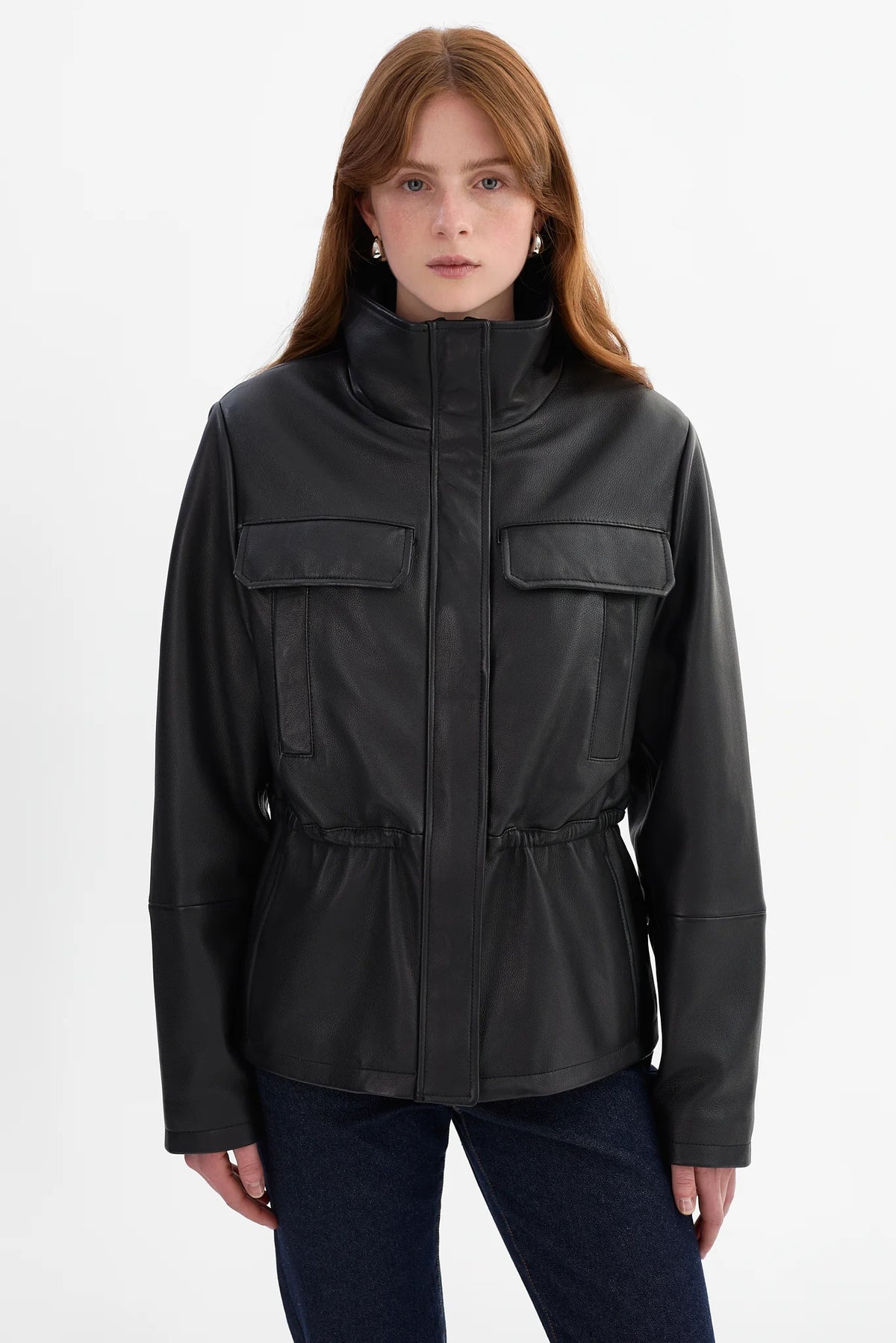 Jules Leather Anorak Jacket | Black