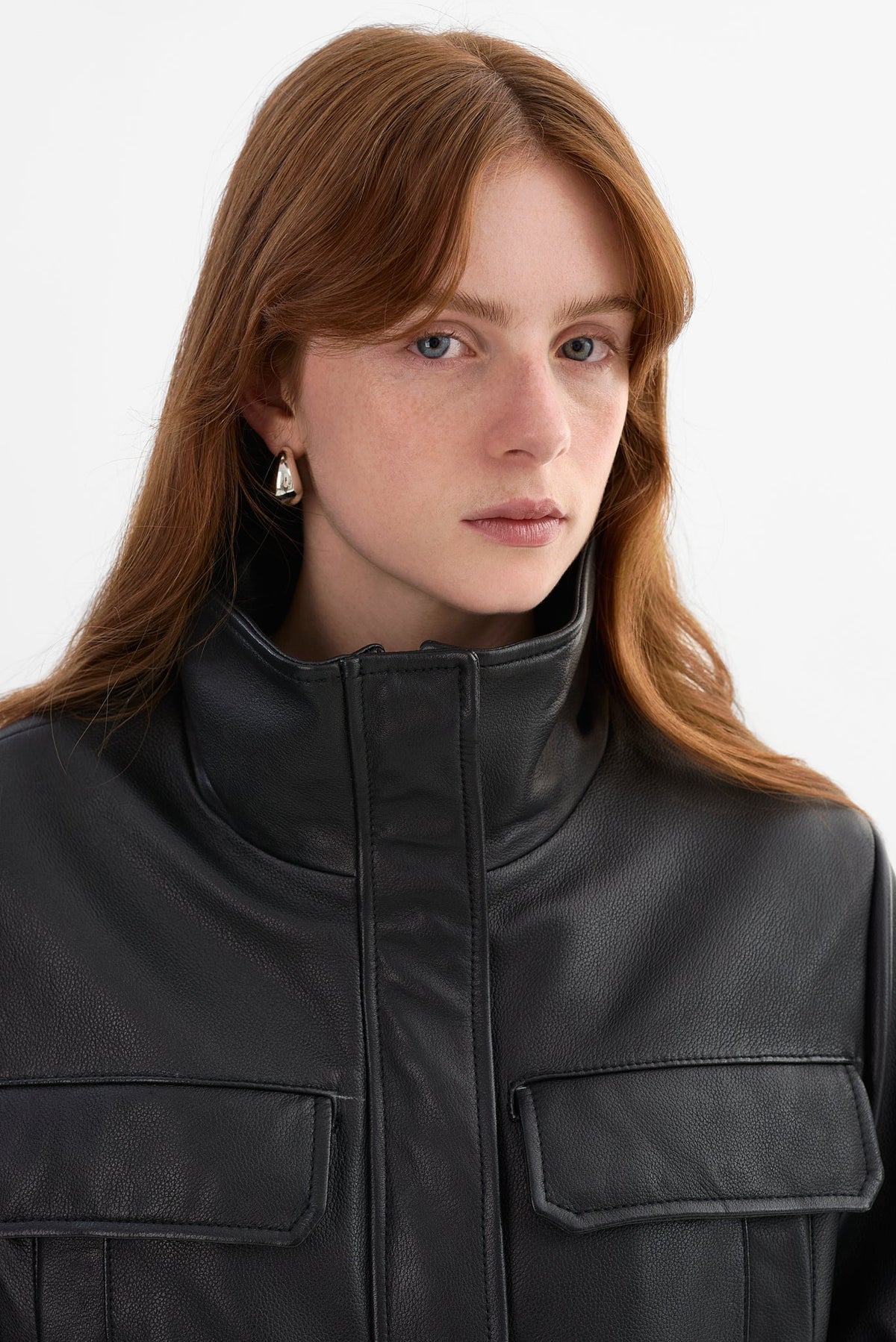 Jules Leather Anorak Jacket | Black
