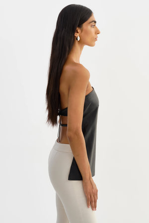 LaMarque Katya Faux Leather Open Back Strapless Top
