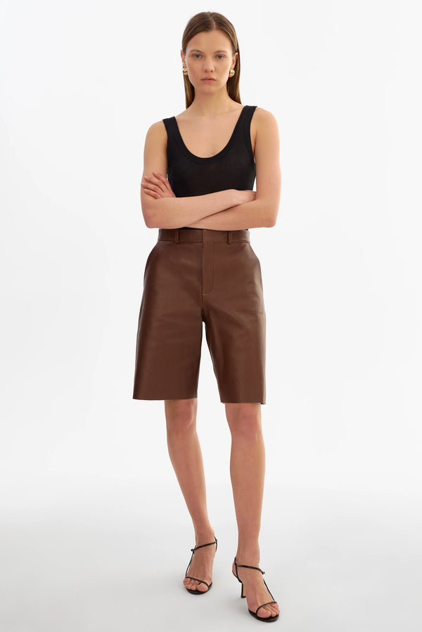 LaMarque Lotta Leather Shorts | Mid Brown