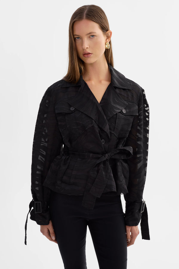 LaMarque Markeesa Sheer Zebra Trench