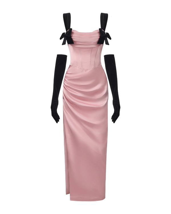 Nana Jacqueline Grace Bow Maxi Dress | Pink