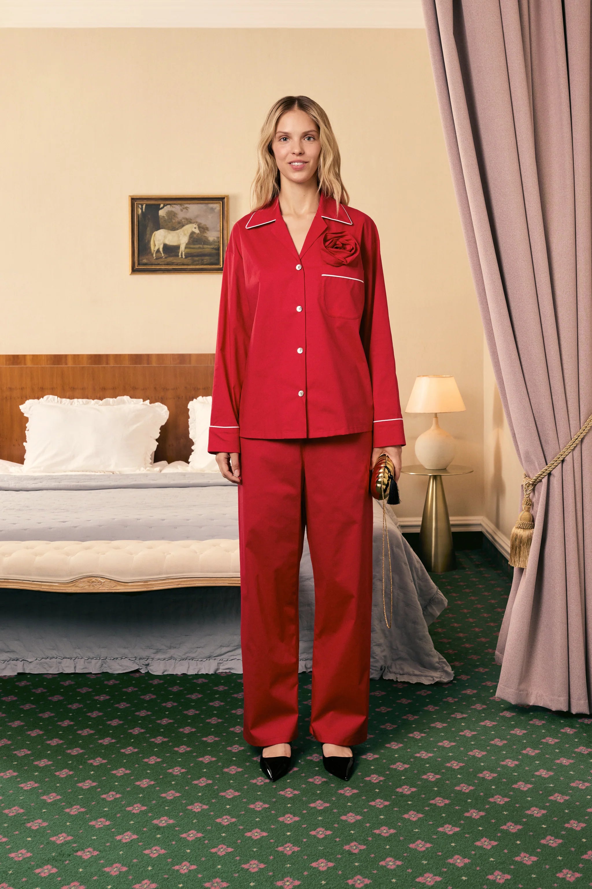 The Rose Cotton Pajama Set | Red