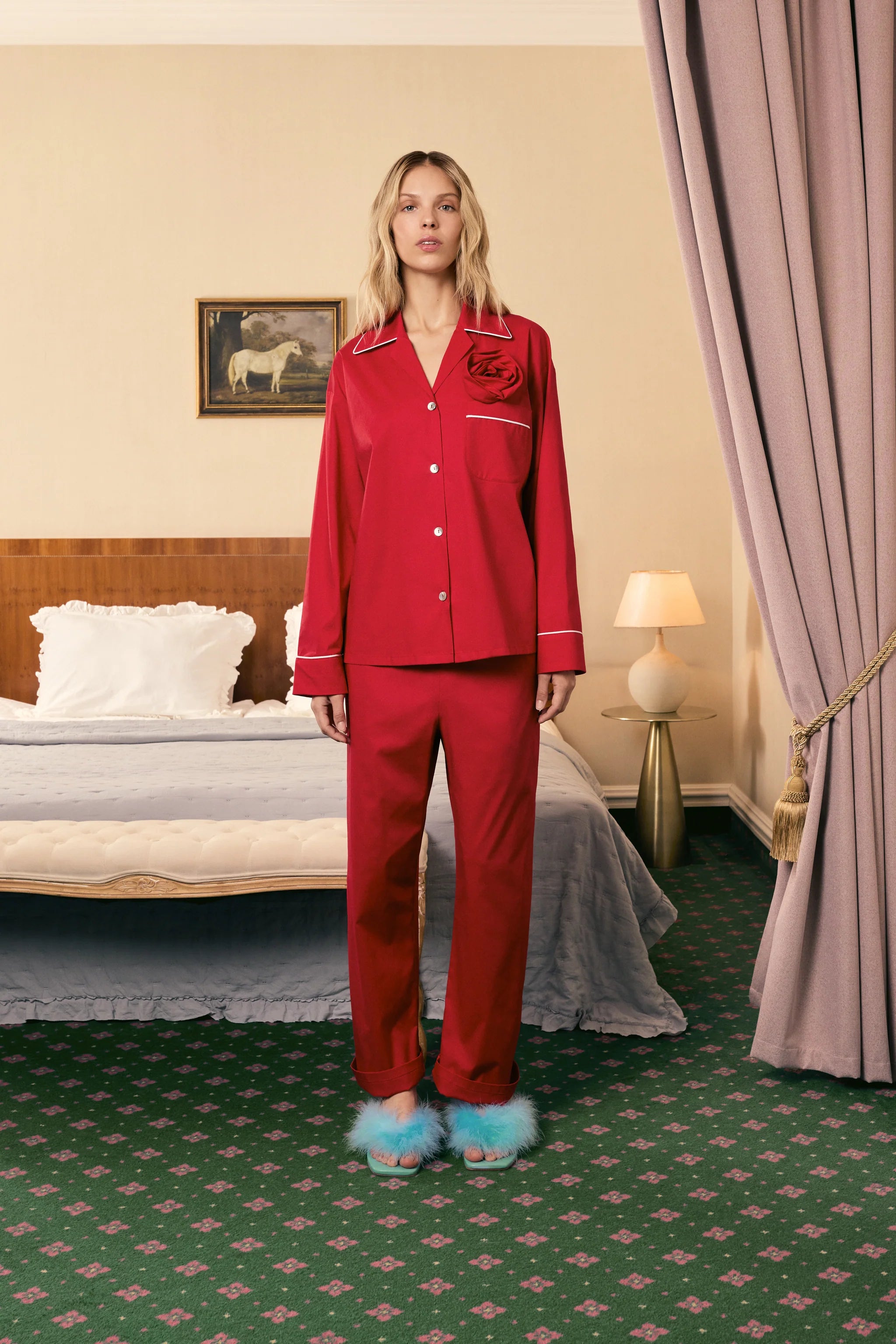 The Rose Cotton Pajama Set | Red
