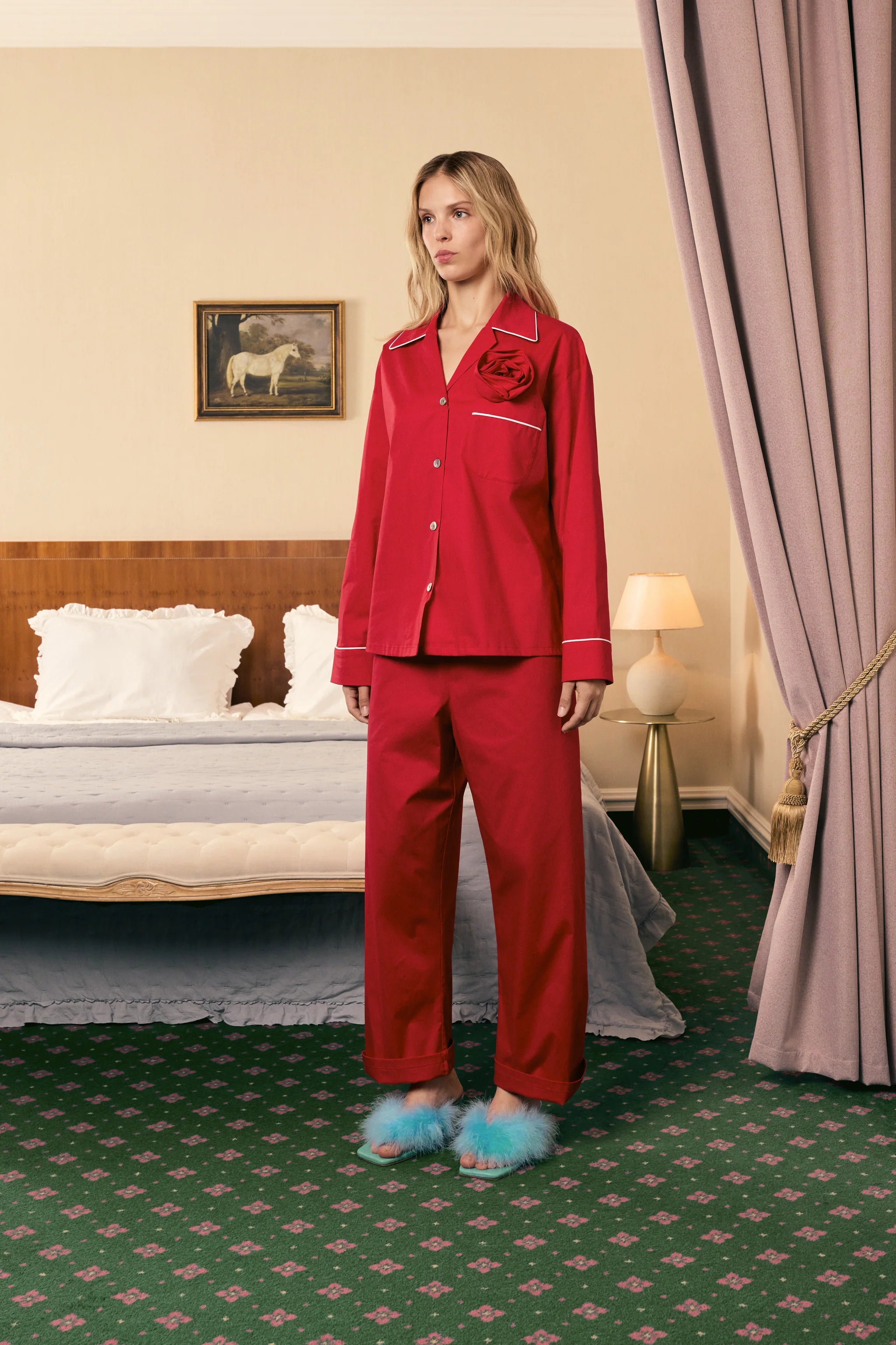 The Rose Cotton Pajama Set | Red