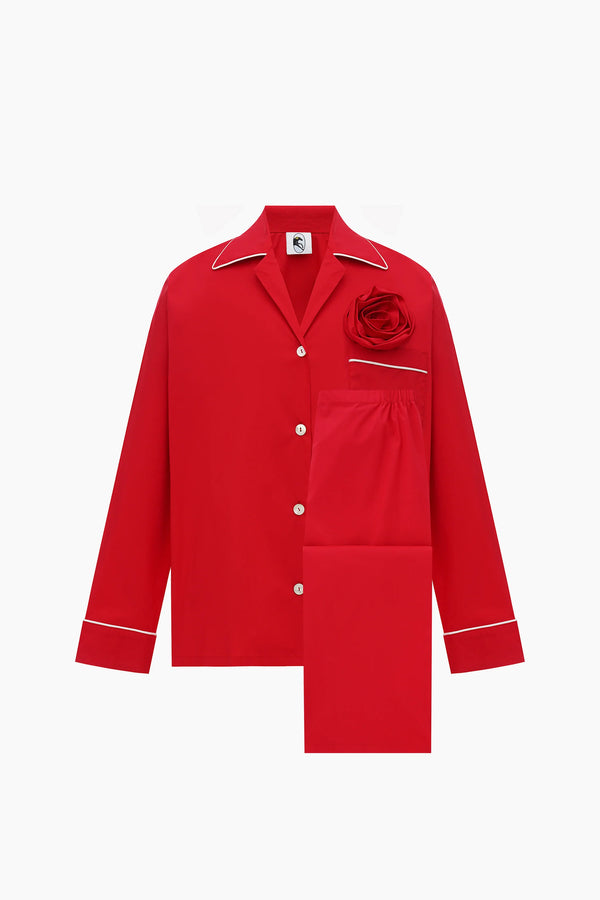 Sleeper The Rose Cotton Pajama Set | Red