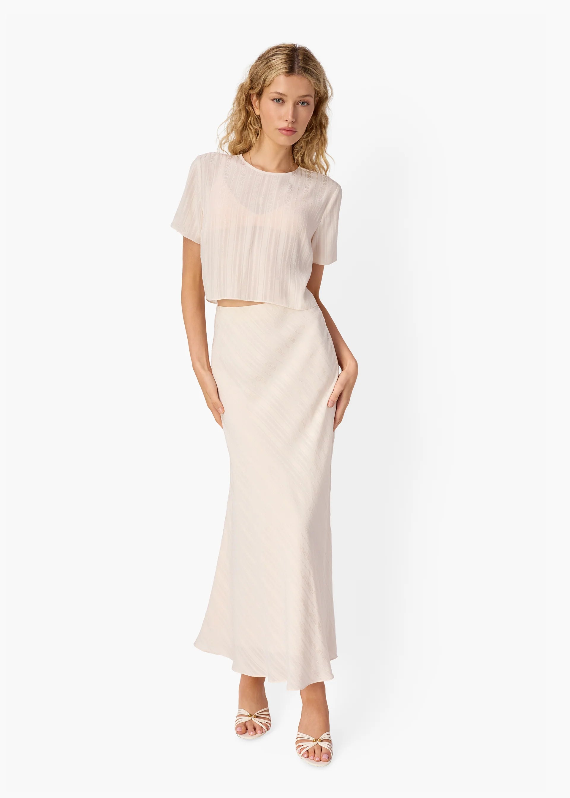 Cami NYC Piper Jacquard Stripe Skirt | Oat
