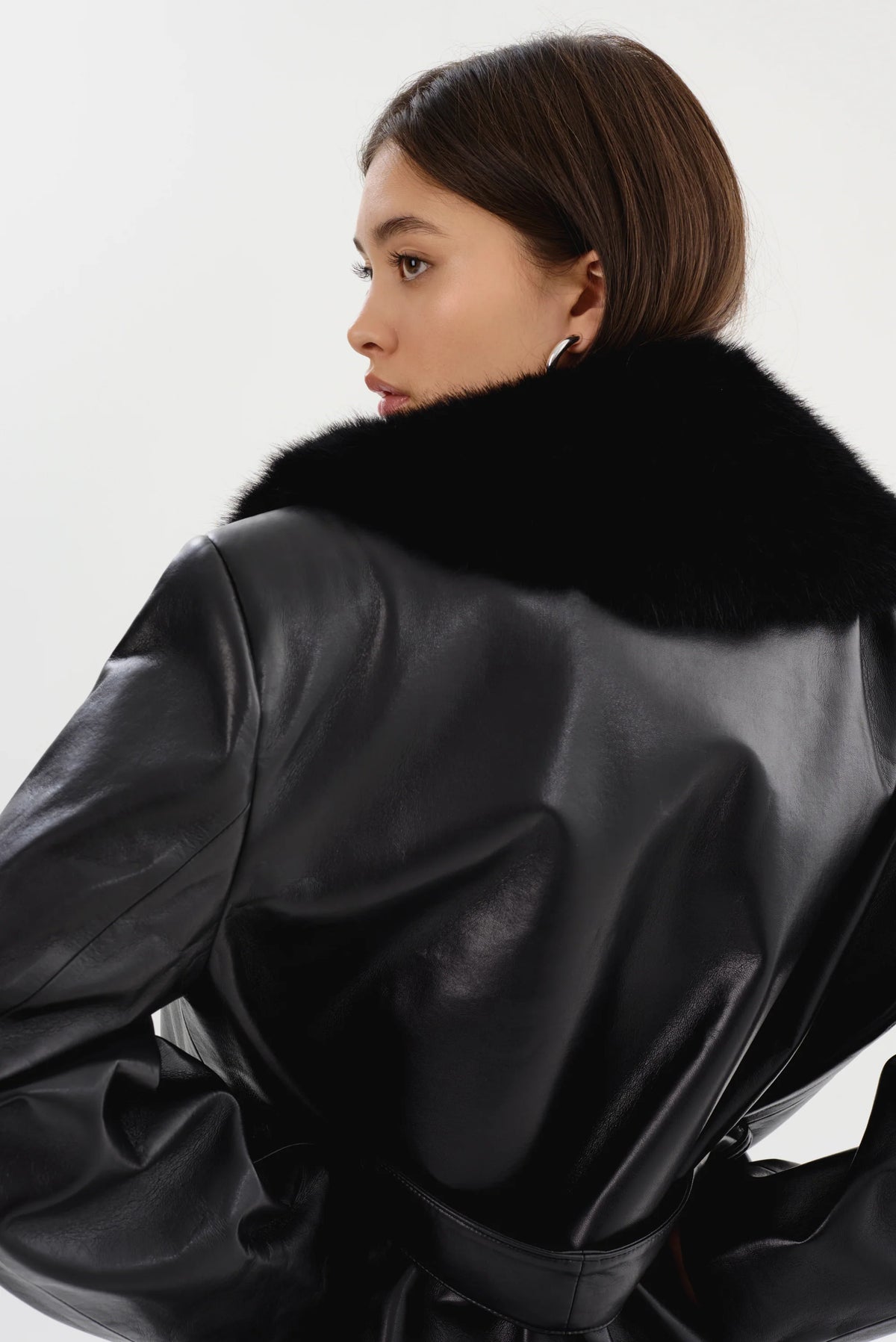 Sarita Recycled Leather Maxi Coat | Black
