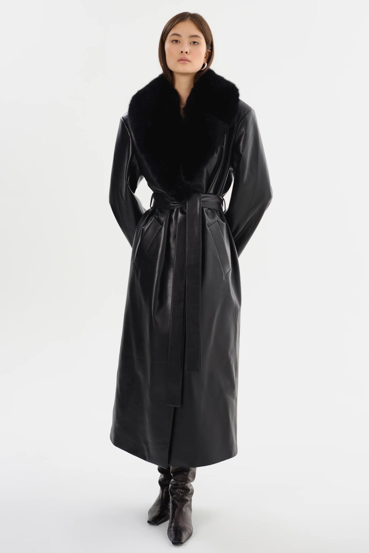 Sarita Recycled Leather Maxi Coat | Black