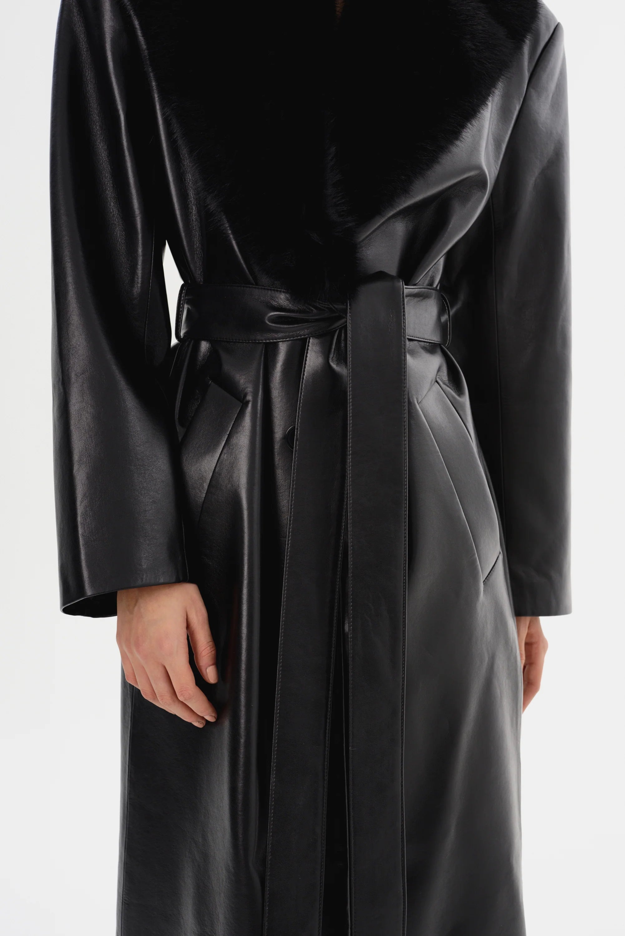 Sarita Recycled Leather Maxi Coat | Black