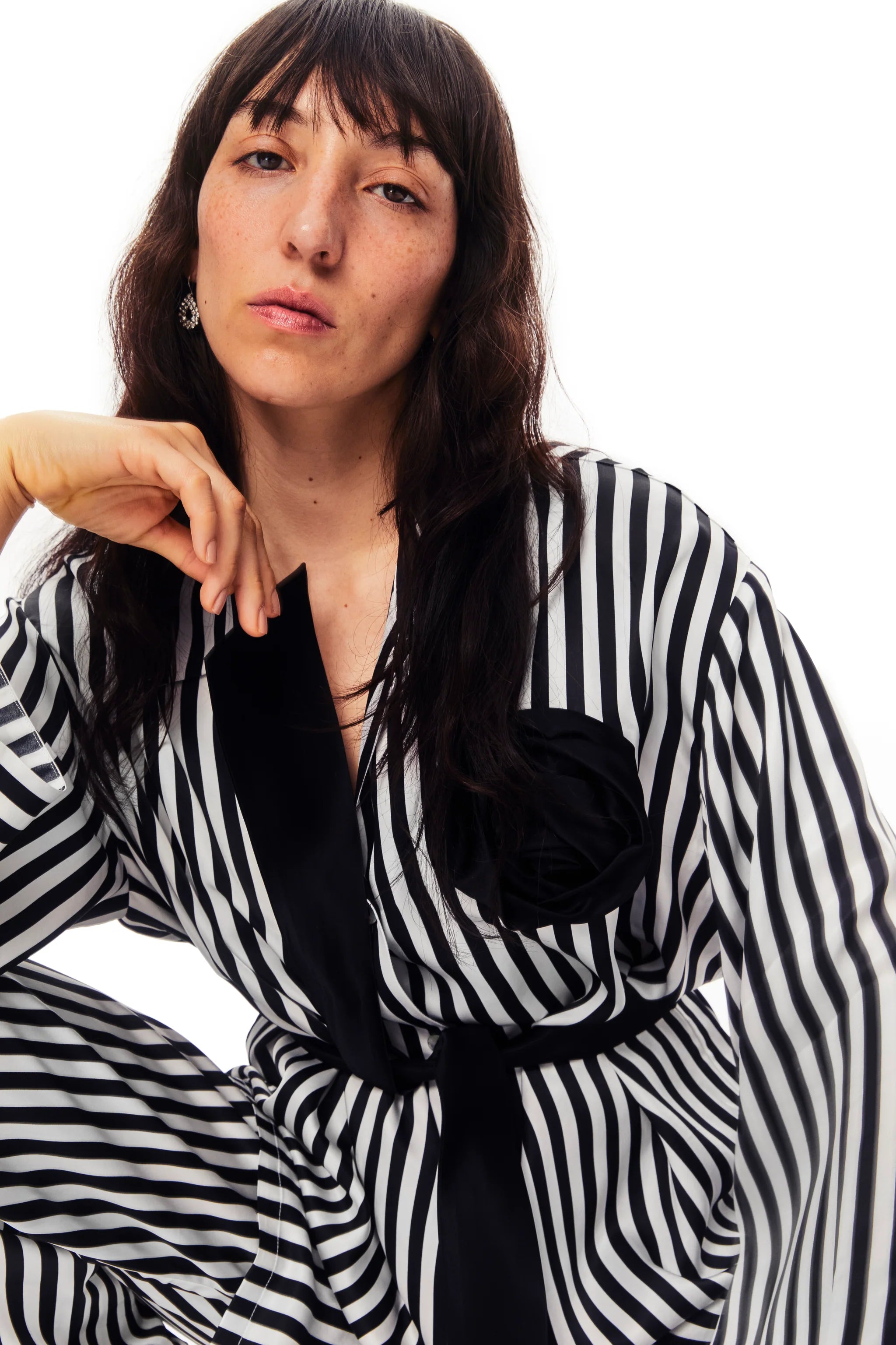 The Rose Oversized Satin Pajama Set | Stripes