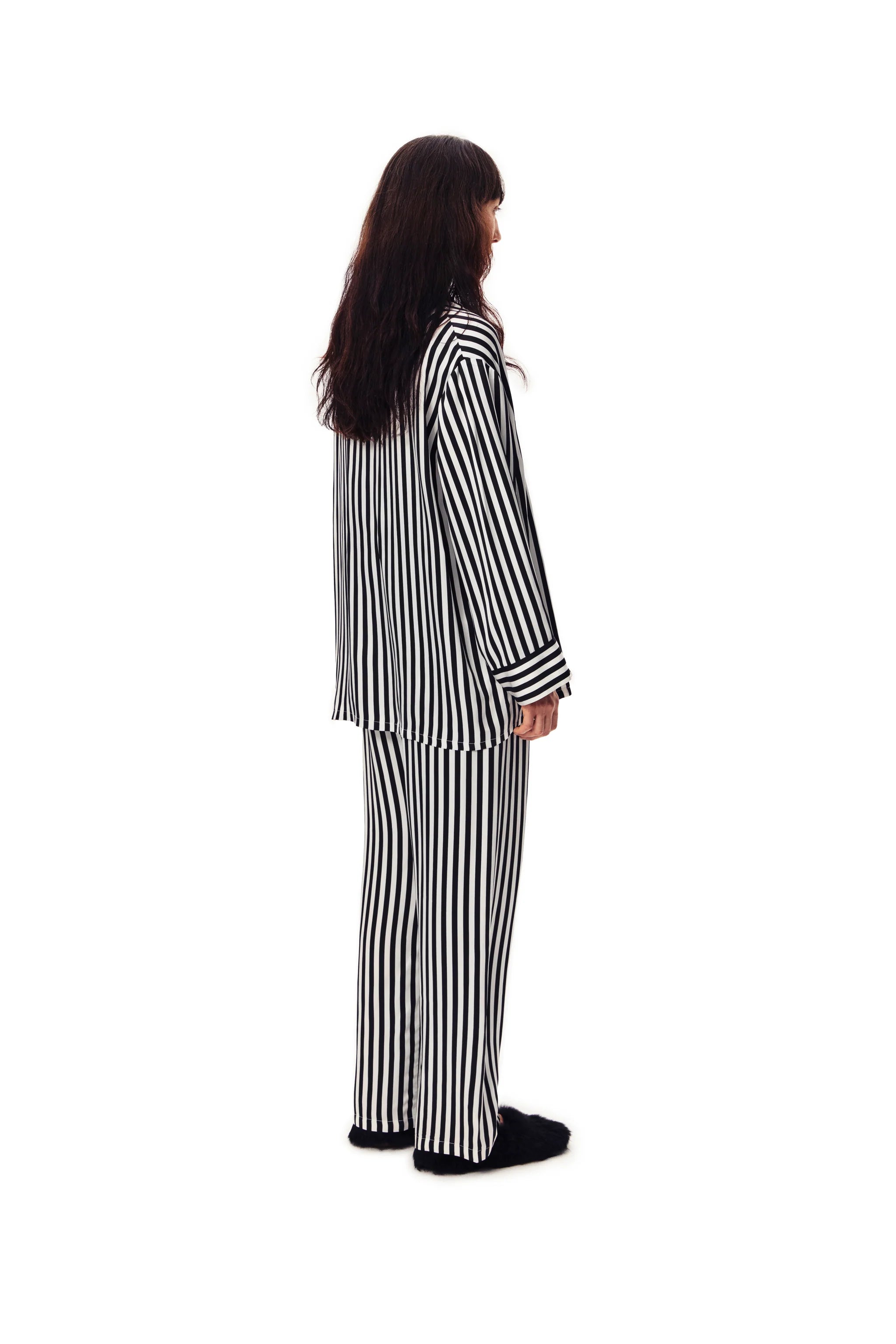 The Rose Oversized Satin Pajama Set | Stripes