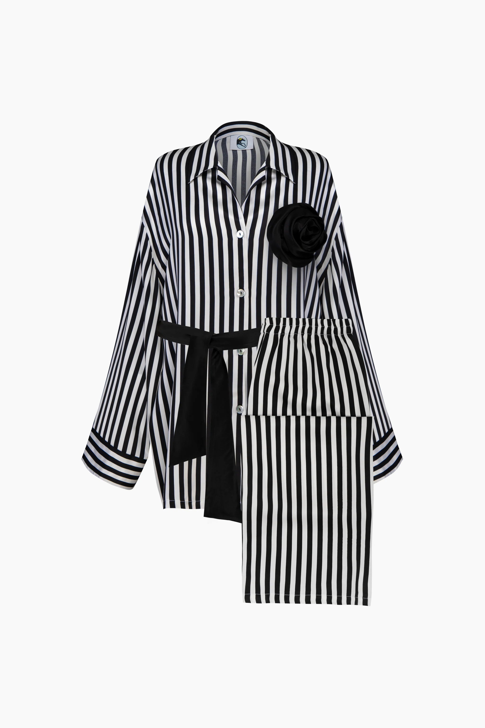The Rose Oversized Satin Pajama Set | Stripes