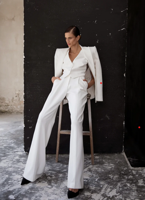 Sans Faff Lizzy Low-Rise Flared Trousers | White