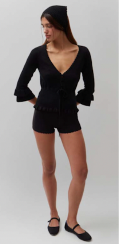 Danielle Guizio Knit Scallop Shorts | Black