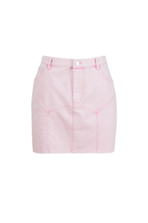 Fleur Du Mal Denim Garter Skirt | Pink Acid